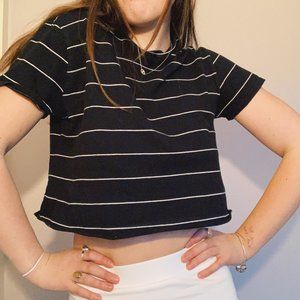 Cropped striped T-shirt